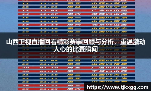 山西卫视直播回看精彩赛事回顾与分析，重温激动人心的比赛瞬间